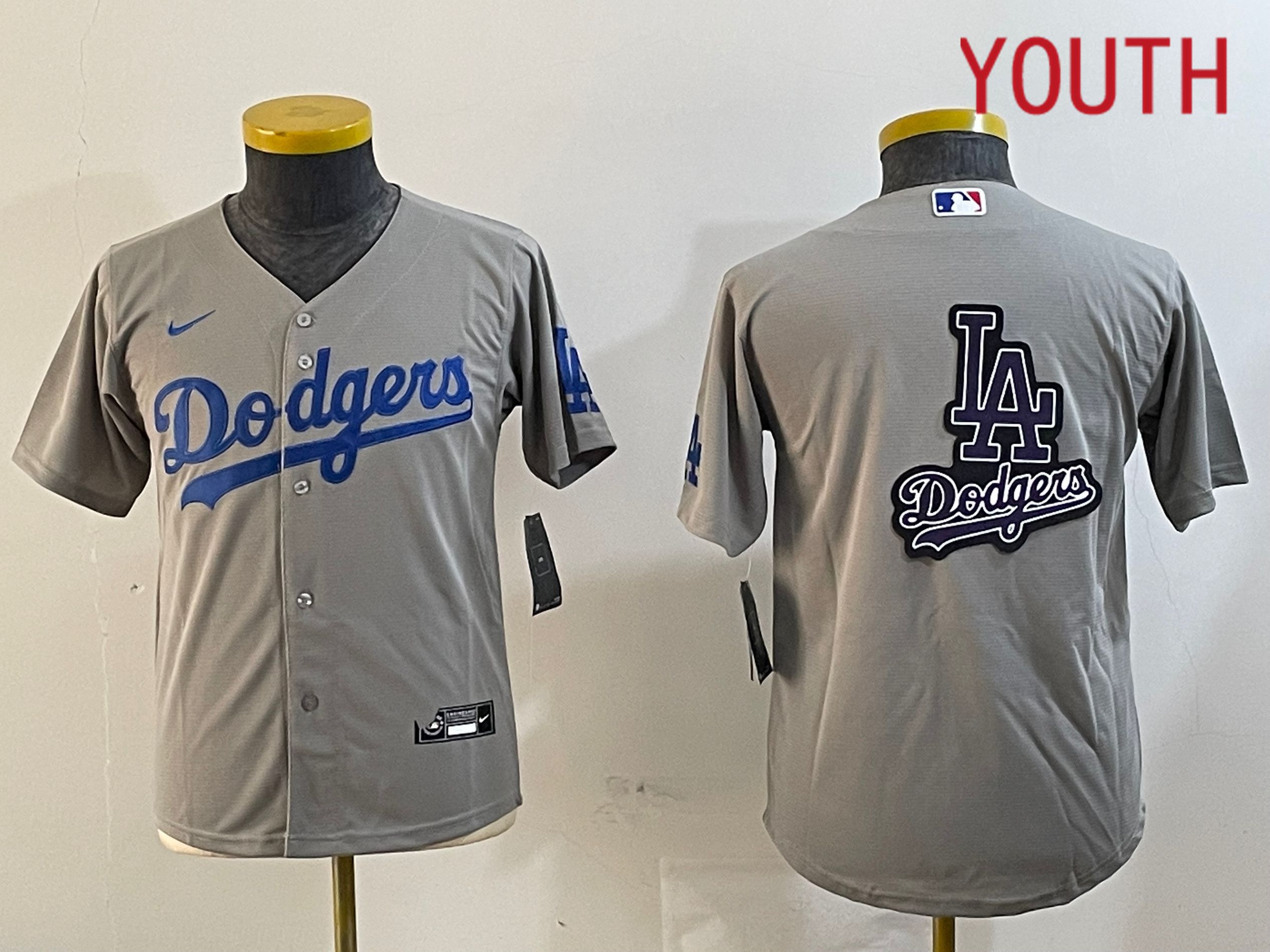 Youth Los Angeles Dodgers Blank Grey Game 2024 Nike MLB Jersey style 12166